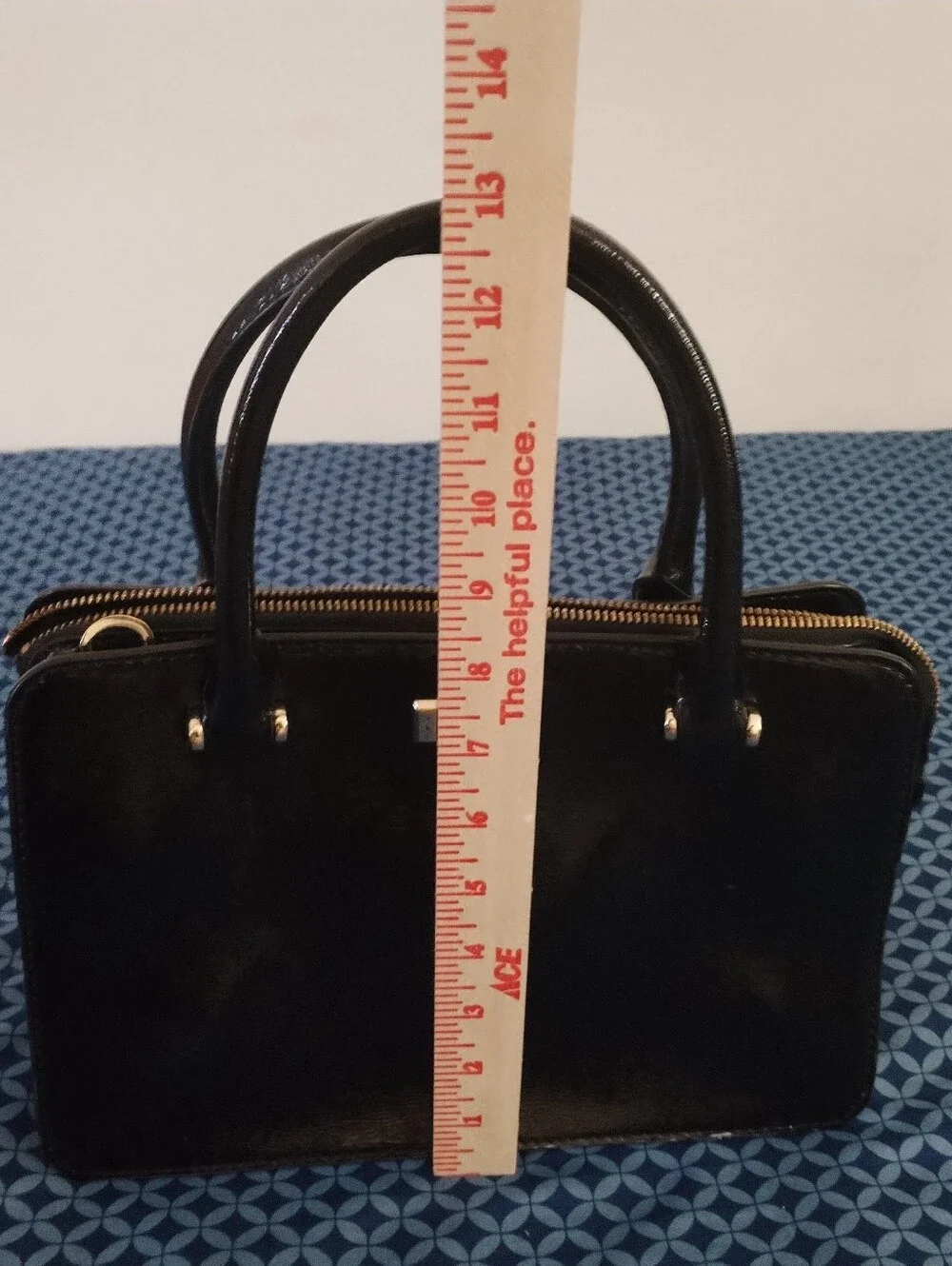 Kate Spade black patent crossbody top handle bag missing Long Strap
